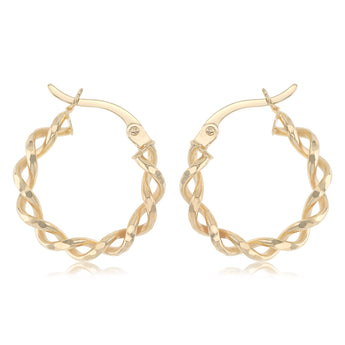 Twisted Creole Hoop Earrings in 9ct Yellow Gold