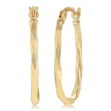 Dicut Twisted Oval Hoop Earrings in 9ct Yellow Gold