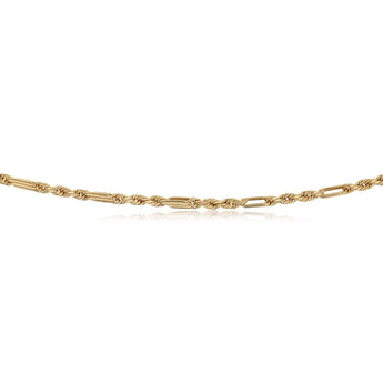 30 Gauge Hollow Dicut Figarope 45cm Chain in 9ct Yellow Gold