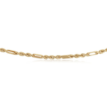 50 Gauge Hollow Dicut Figarope 45cm Chain in 9ct Yellow Gold