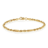 50 Gauge Hollow Dicut Figarope 18cm Bracelet in 9ct Yellow Gold