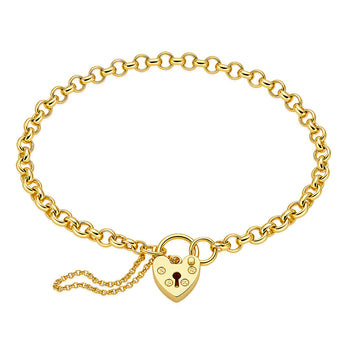 Padlock Hollow Belcher 18cm Bracelet in 9ct Yellow Gold