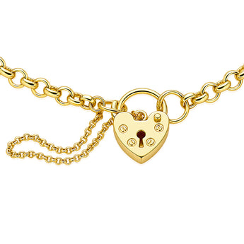 Padlock Hollow Belcher 18cm Bracelet in 9ct Yellow Gold