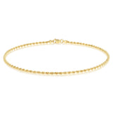 30 Guage Hollow Dicut Rope 25cm Anklet in 9ct Yellow Gold