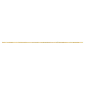 30 Guage Hollow Dicut Rope 25cm Anklet in 9ct Yellow Gold