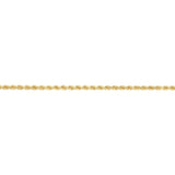 30 Guage Hollow Dicut Rope 25cm Anklet in 9ct Yellow Gold