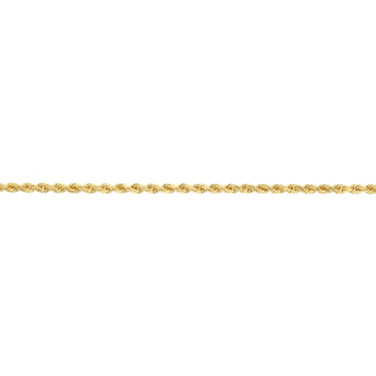 30 Guage Hollow Dicut Rope 25cm Anklet in 9ct Yellow Gold