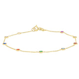 Multicolour Cubic Zirconia 18-19CM Adjustable Bracelet in 9ct Yellow Gold