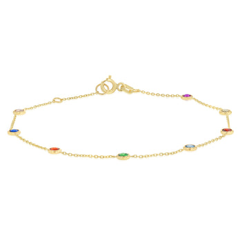 Multicolour Cubic Zirconia 18-19CM Adjustable Bracelet in 9ct Yellow Gold