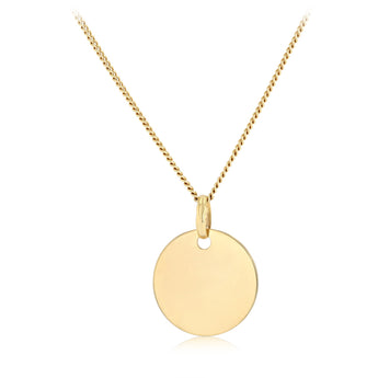 Engravable Round Disc Pendant in 9ct Yellow Gold