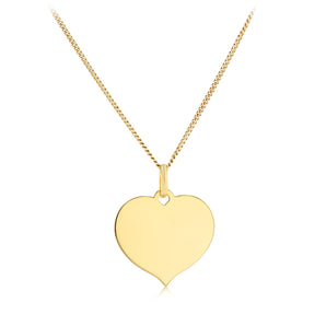 Engravable Plain Heart Pendant in 9ct Yellow Gold