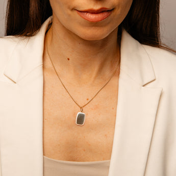 Engravable Dotted Edge Tag Pendant in 9ct Yellow Gold