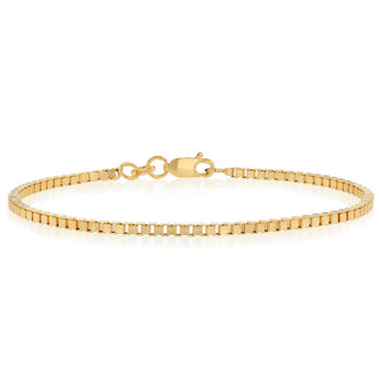 9ct Yellow Gold Diamond Cut Box Chain 19cm Bracelet