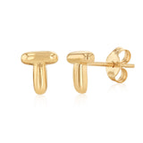 9ct Yellow Gold Initial 'T' Puffed Stud Earrings