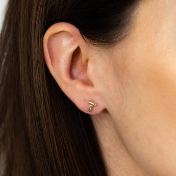 9ct Yellow Gold Initial 'T' Puffed Stud Earrings