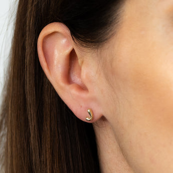 9ct Yellow Gold Initial 'J' Puffed Stud Earrings