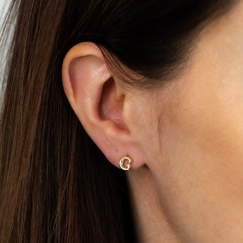 9ct Yellow Gold Initial 'G' Puffed Stud Earrings