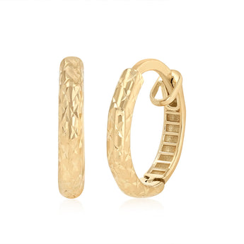 9ct Yellow Gold Fancy Dicut Hoop Earrings