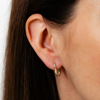 9ct Yellow Gold Heart Dicut Hoop Earrings