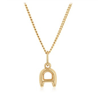 9ct Yellow Gold Initial 'A' Puffed Pendant