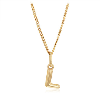 9ct Yellow Gold Initial 'L' Puffed Pendant