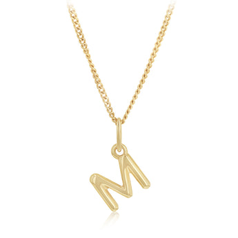 9ct Yellow Gold Initial 'M' Puffed Pendant
