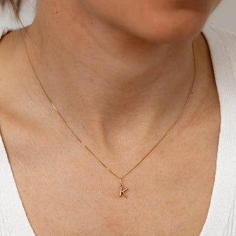 9ct Yellow Gold Initial 'K' Puffed Pendant
