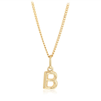 9ct Yellow Gold Initial 'B' Puffed Pendant