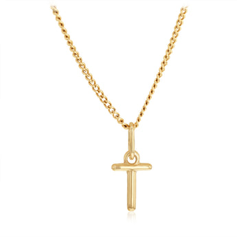 9ct Yellow Gold Initial 'T' Puffed Pendant