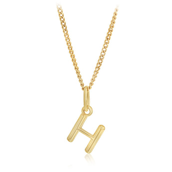 9ct Yellow Gold Initial 'H' Puffed Pendant
