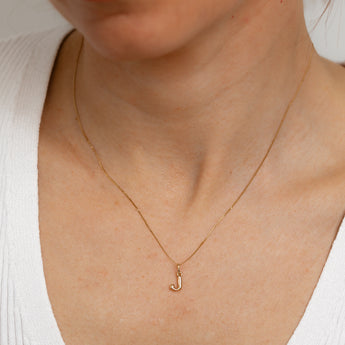 9ct Yellow Gold Initial 'J' Puffed Pendant
