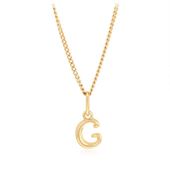 9ct Yellow Gold Initial 'G' Puffed Pendant