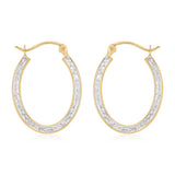 9ct Two Tone Gold Dicut Hoop Earrings