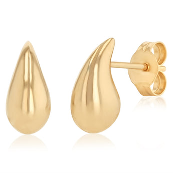9ct Yellow Gold Teardrop Stud Earrings
