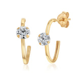 9ct Yellow Gold Round Cubic Zirconia 3/4 Hoop Earrings