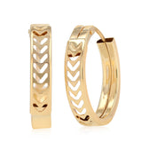 9ct Yellow Gold Chevron Cut Out Hoop Earrings