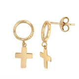 9ct Yellow Gold Cross Drop Earrings