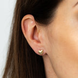 9ct Yellow Gold Medium Ribbed Heart Stud Earrings