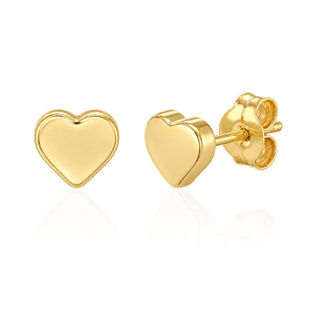 9ct Yellow Gold Small Polished Heart Stud Earrings