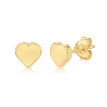 9ct Yellow Gold Medium Polished Heart Stud Earrings