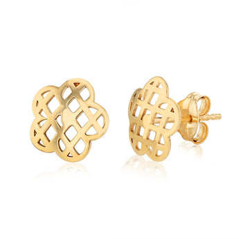 9ct Yellow Gold Cut-Out Flower Stud Earrings