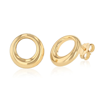 9ct Yellow Gold Medium Open Circle Stud Earrings