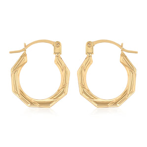 9ct Yellow Gold Octagon Hoop Earrings