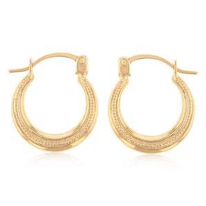 9ct Yellow Gold Fancy Creole Hoop Earrings
