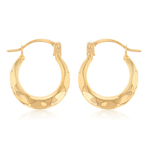 9ct Yellow Gold Fancy Creole Hoop Earrings