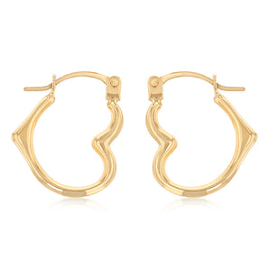 9ct Yellow Gold Heart Hoop Earrings