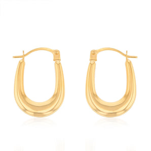 9ct Yellow Gold Plain U-Shaped Hoop Earrings