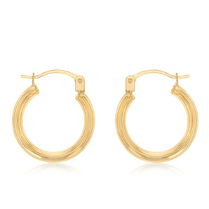 9ct Yellow Gold Polished 13mm Hoop Earrings