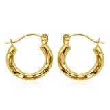 9ct Yellow Gold Dicut 12mm Hoop Earrings