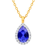 9ct Yellow Gold Created Sapphire Cubic Zirconia Pendant